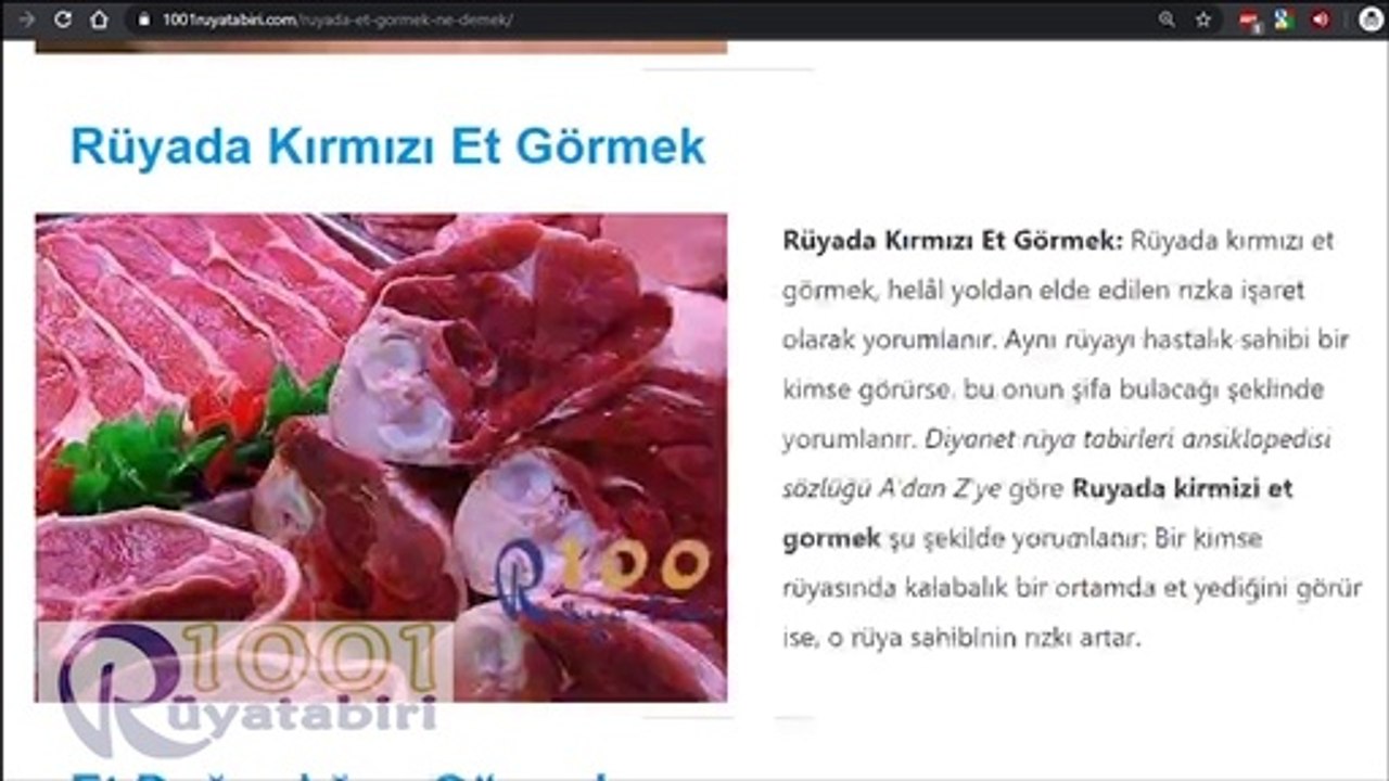 RÜYADA ET GÖRMEK NE DEMEK-DİYANET