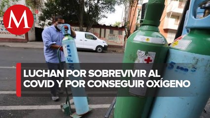 下载视频: En CdMx, hacen largas filas para llenar un tanque de oxígeno ante covid-19