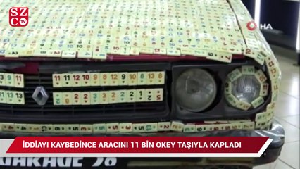 Oyunda iddiayı kaybetti, aracını 11 bin okey taşıyla kaplayıp trafiğe çıktı