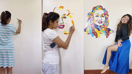 संस्कृती बालगुडेने घेतला वॉल पेंटिंगचा आनंद; मधुबालाचे काढले छायाचित्र