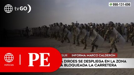 Contingente de la DIROES se desplegó en la zona bloqueada de la carretera en Ica | Primera Edición