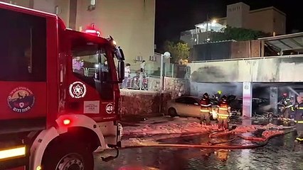 תעוד שריפה בחניון רחוב עין גדי אילת