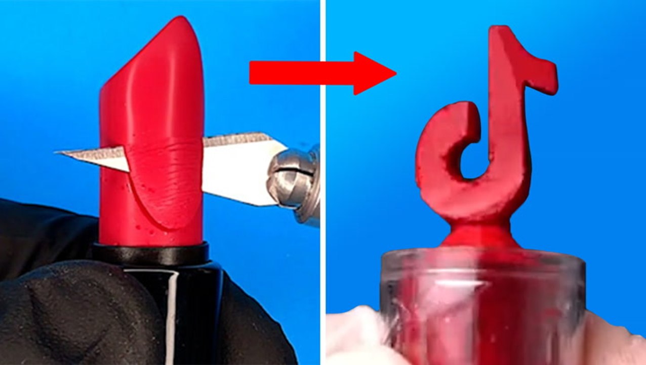 Artist carves lipstick into miniature sculptures