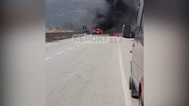 Report TV -'Audi' merr flakë në ecje në Qafë Thanë, shkak defekt në makinë