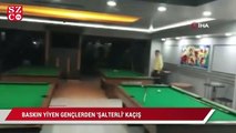 Baskın yiyen gençlerden “şalterli” kaçış