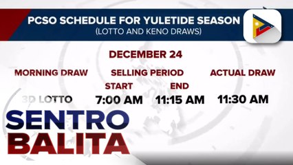 Adjustment sa schedule ng pagbili ng ticket at draws ng lotto ngayong holiday season
