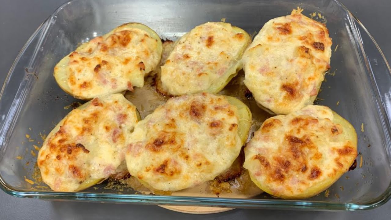 Patate të mbushura në furrë me proshutë dhe djath nga zonja Vjollca