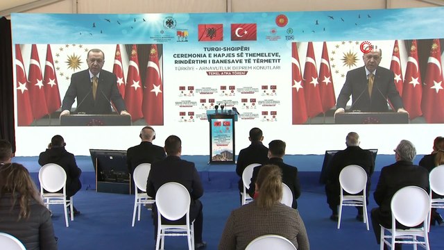 - Cumhurbaşkanı Erdoğan: “ İnşallah en kısa zamanda konutların ilk etabını tamamlayıp depremde evlerini kaybeden kardeşlerimize teslim etmeye başlayacağız”