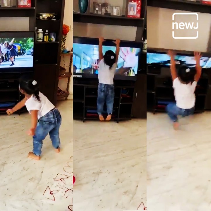 Toddler Pulls Down TV While Dancing To Tamil Song