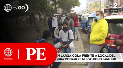 Video herunterladen: Beneficiarios hacen larga cola para cobrar Bono Familiar | Primera Edición