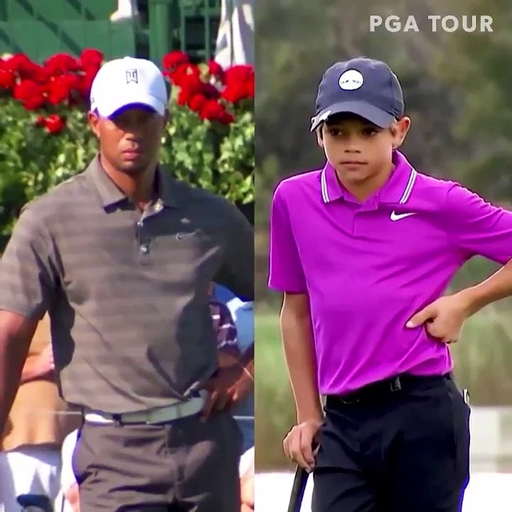 Mimétisme incroyable entre Tiger Woods et son fils Charlie !