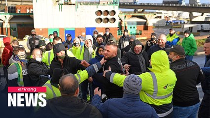 Police, truckers scuffle as tensions rise at port of Dover after Covid blockade