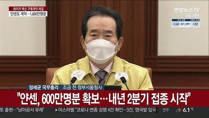 [현장연결] 정총리 "얀센·화이자 백신 1,600만명분 구매계약 체결"