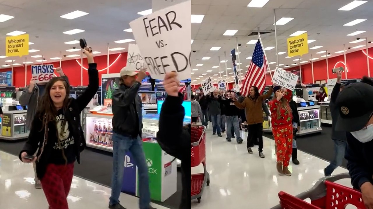 Anti-Maskers in Arizona Protest Mask Mandate in Target