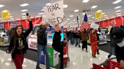 Anti-Maskers in Arizona Protest Mask Mandate in Target