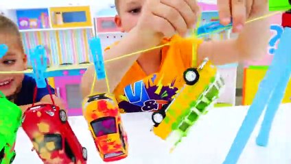 Vlad and Niki paint Toy Cars and have fun in the Car museum