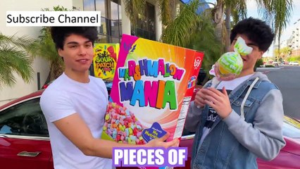 Prank with giant candies stuffed in clothes