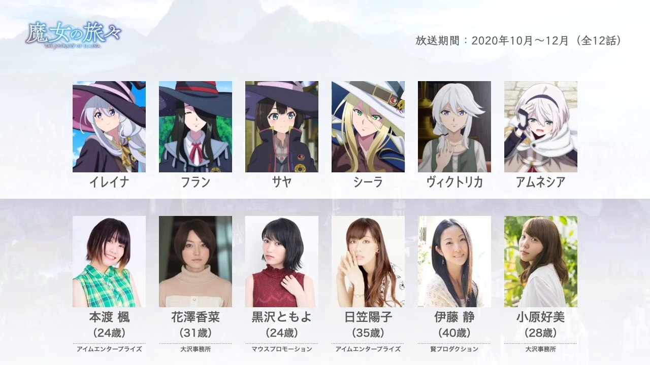 魔女の旅々の声優さんたちは、こんな顔！