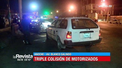 Triple colisión en la avenida Blanco Galindo, se registraron serios daños materiales