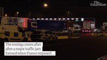 UK begins Covid testing lorry drivers stuck in England by French entry requirements