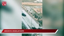 Ankara'da buzda kayan araç kazaları kamerada