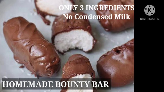 BOUNTY BAR RECIPE! HOMEMADE BOUNTY BAR! NO CONDENSED MILK AND NO MILK POWDER BOUNTY BAR RECIPE HOW TO MAKE BOUNTY BAR AT HOME ! COCONUT BAR RECIPE! CHOCLATE BAR RECIPE!