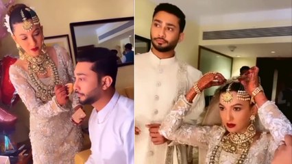 Gauahar Khan ने Nikah से पहले किया शौहर Zaid Darbar का Makeup; FULL VIDEO | FilmiBeat