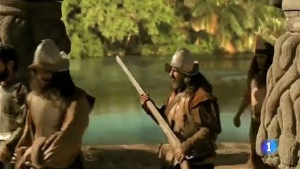 Hernán Cortés meets Emperor Moctezuma in Tenochtitlán (Carlos, rey emperador)