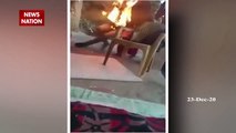 Watch: मामूली विवाद के बाद शख्स ने बेटी को गोद में लेकर खुदको लगाई आग