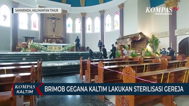 Brimob Gegana Kaltim Lakukan Sterilisasi Gereja