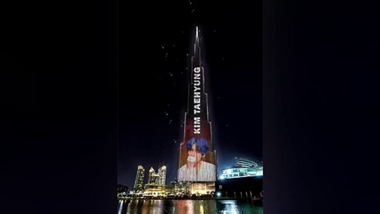 BTS V Birthday ad on Burj Khalifa