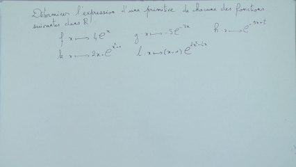 Déterminer une primitive avec la présence de la fonction exponentielle - Terminale