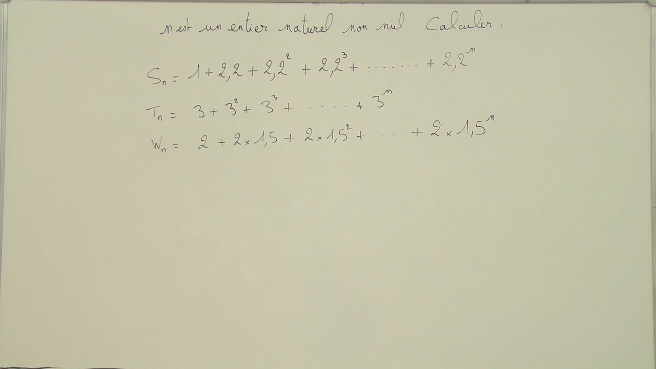 Calculer la somme des termes consécutifs d'une suite géométrique - 1re