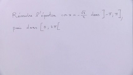 Résoudre une équation trigonométrique avec cosinus - 1re