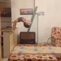 3 year old boy performing amazing stunt