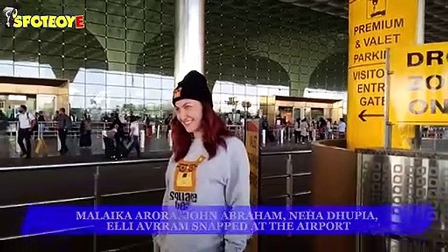 Malaika Arora, John Abraham, Neha Dhupia, Elli AvrRam snapped at the Airport