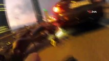 Seyir halindeki motosikletlilerin feci kazası kamerada
