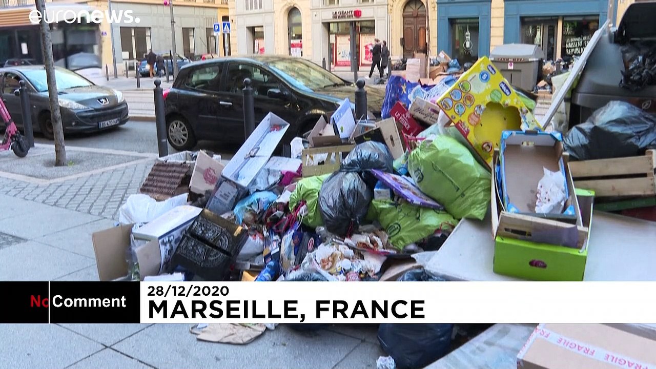 Müllabfuhr in Marseille im Streik