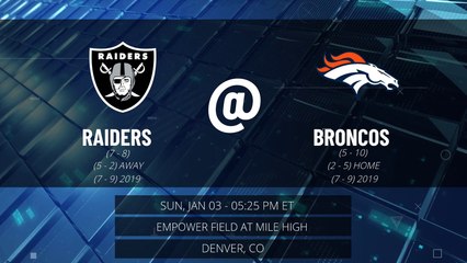 Raiders @ Broncos Game Preview for SUN, JAN 03 - 05:25 PM ET EST