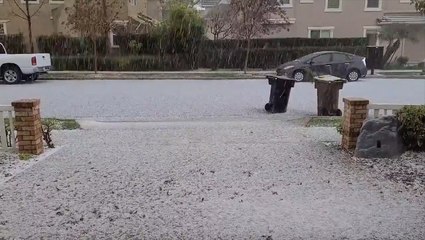 Hail coats California roads so thickly it looks like snow