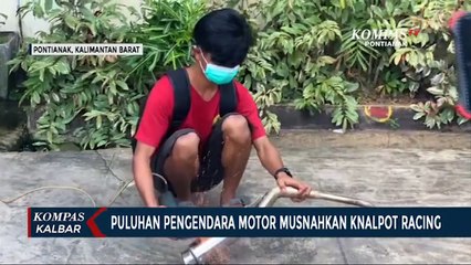 Diamankan Polisi, Puluhan Pengendara Motor Harus Musnahkan Knalpot Racing Sendiri
