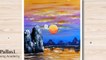 Easy way to draw beautiful evening landscape painting __ Pallavi Drawing Academy