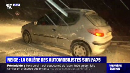 Tempête Bella: des automobilistes pris au piège par la neige sur l'autoroute A75