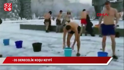 Rusya'da -35 derecelik koşu keyfi