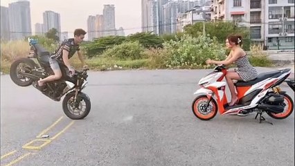 Motorcycle Stunt Ends in a Slam
