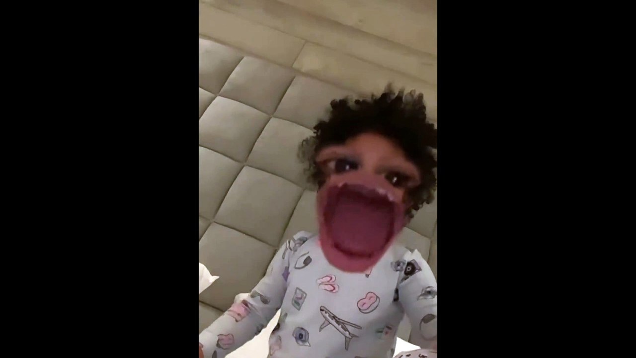 Stormi Webster Giggles While Playing With Instagram Filters