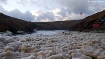 Storm Bella Creates Large Amount of Froth in Dingle Peninsula