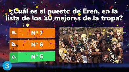QUIZ ¿Cuánto sabesde SHINGEKI NO KYOJIN  ATAQUE DE LOS TITANES Quiz en  Trivia