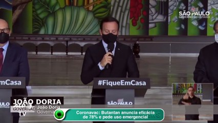 Coronavac: Butantan anuncia eficácia de 78% e pede uso emergencial