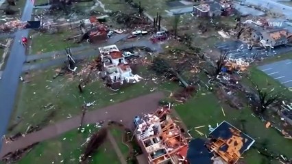 Raw drone video - Tornado damage in Nashville, Tenn.